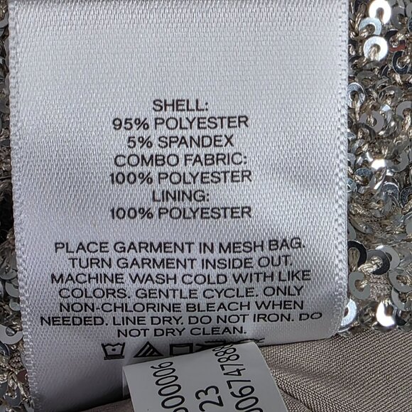 Womens Express Silver Sequin Blazer Jacket Single Button Breasted Polyester XS - Picture 3 of 6